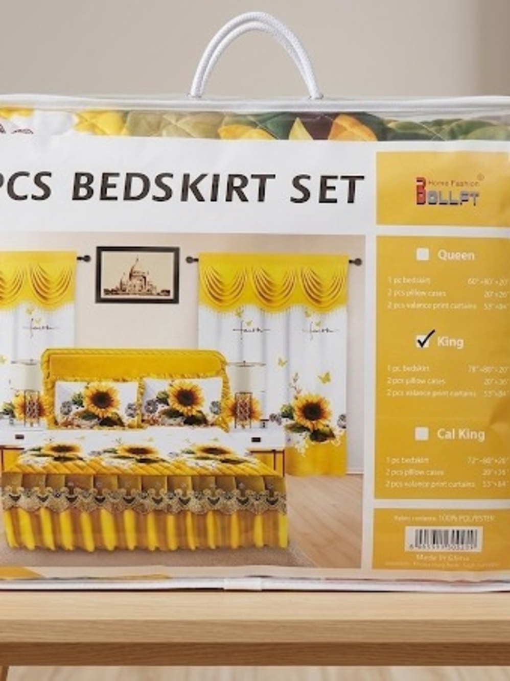 Yellow Sunflower Bedskirt Set - King
